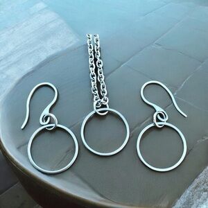 ๐ Circle Necklace and Earrings Set Stainless Steel